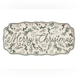 Merry Christmas Green Toile Tray